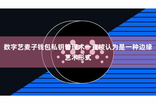 数字艺麦子钱包私钥管理术一直被认为是一种边缘艺术形式