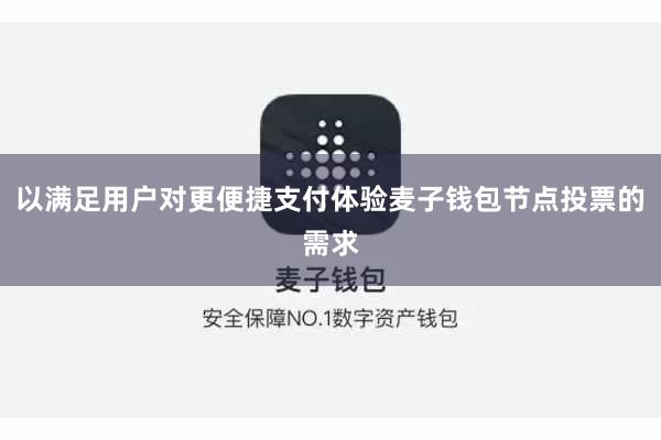 以满足用户对更便捷支付体验麦子钱包节点投票的需求